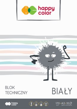 Blok techniczny biały A3, 170g, 10 ark, Happy Color HA 3550 3040-0