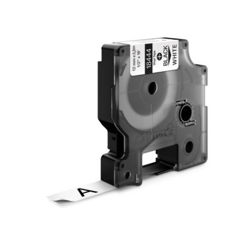 Taśma winylowa RHINO 12mm czarna na białym 18444/S0718600 DYMO