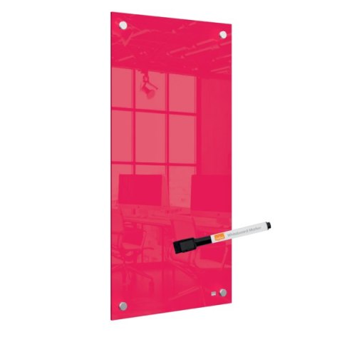 Mała podłużna szklana tablica suchościeralna Nobo Home 300x600mm, czerwona 1915605