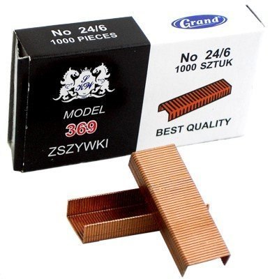 Zszywki miedziane 24/6, do 25 kartek, 10 000 szt. GRAND 110-1422 Zszywki miedziane 24/6, do 25 kartek, 10 000 szt. GRAND 110-1422