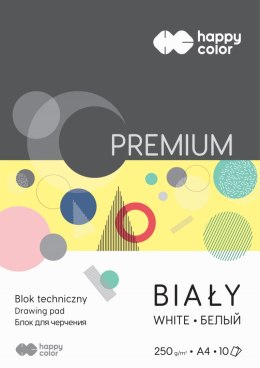 Blok techniczny PREMIUM biały A4, 250g, 10 ark, Happy Color HA 3725 2030-0