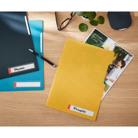 Folder A4 z kieszonką na etykietę Leitz Cosy, żółta 47080019 Folder A4 z kieszonką na etykietę Leitz Cosy, żółta 47080019