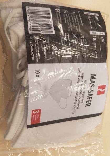 Maseczka bawełniana 10szt. wielokrotnego użytku biała 10szt SALE