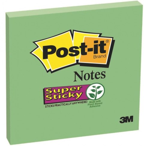 Bloczek samoprzylepny POST-IT_ Super Sticky (654-6SS-AW), 76x76mm, 1x90 kartek, zielony Bloczek samoprzylepny POST-IT_ Super Sticky (654-6SS-AW), 76x76mm, 1x90 kartek, zielony