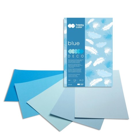 Blok Deco Blue A4, 170g, 20 ark, 5 kol. tonacja niebieska, Happy Color HA 3717 2030-032 Blok Deco Blue A4, 170g, 20 ark, 5 kol. tonacja niebieska, Happy Color HA 3717 2030-032