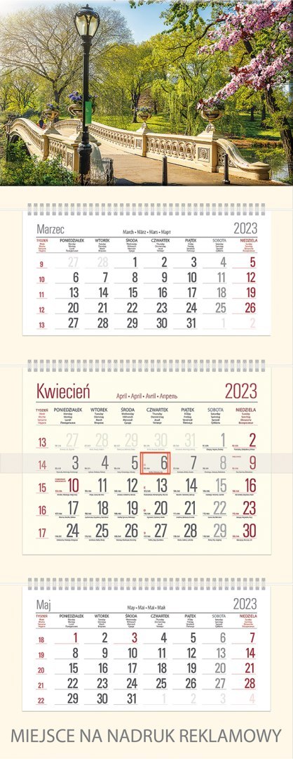 Kalendarz Trójdzielny z główką (T03) ALEJA - krem 2024 TELEGRAPH