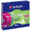 Płyta CD-RW VERBATIM SLIM Kolor 700MB x12 43167