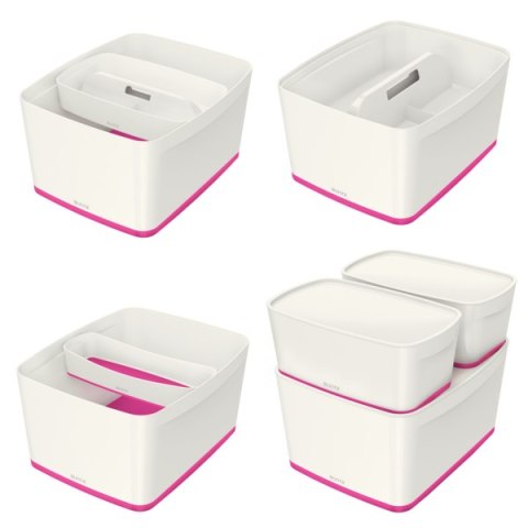 Pojemnik MyBOX duży z pokrywką biało-różowy LEITZ 52161023 Pojemnik MyBOX duży z pokrywką biało-różowy LEITZ 52161023