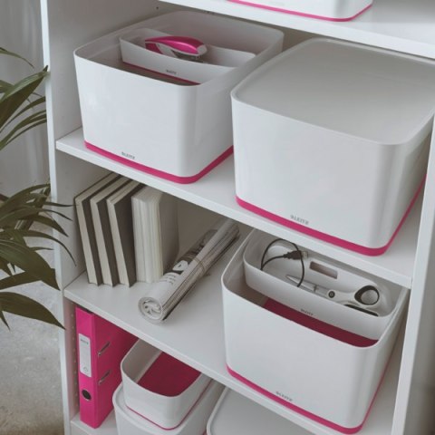 Pojemnik MyBOX duży z pokrywką biało-różowy LEITZ 52161023 Pojemnik MyBOX duży z pokrywką biało-różowy LEITZ 52161023