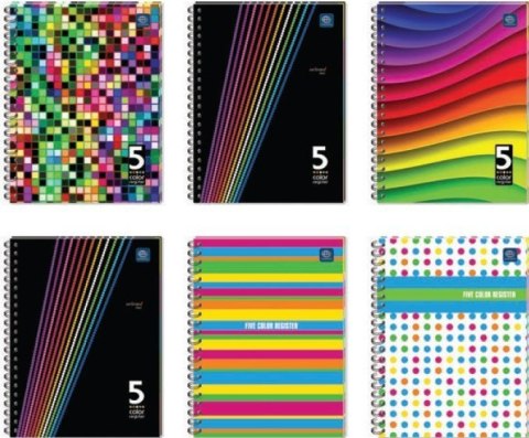 Kołozeszyt A5 100k 70g z perforacją 5 kolorów registrów INTERDRUK