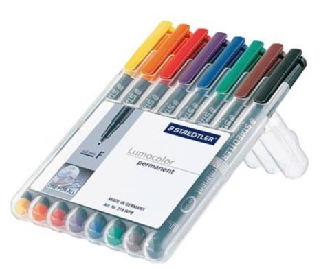 Foliopis Lumocolor, F, wodoodporny, zestaw 8 kol. (1, 2, 3, 4, 5, 6, 7, 9) w etui box, Staedtler S 318 WP8 Foliopis Lumocolor, F, wodoodporny, zestaw 8 kol. (1, 2, 3, 4, 5, 6, 7, 9) w etui box, Staedtler S 318 WP8