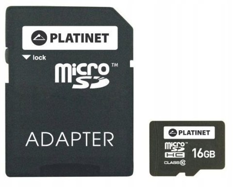 Karta pamięci Micro SDhc + adapter SD 16GB SECURE DIGITA class10 Platinet PMMSD1610