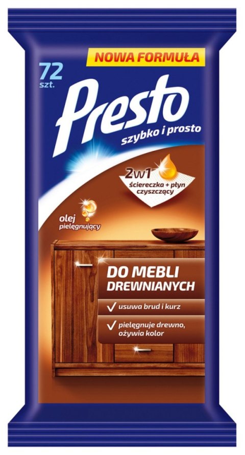 PRESTO Ściereczki nawil.do mebli drewnianych 72 szt. *11484