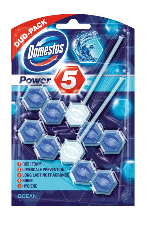 DOMESTOS Zawieszka do toalety POWER5 DUO OCEAN 5x2x55g 03211