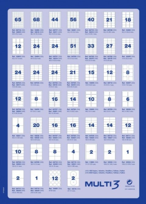 Etykieta uniwersalna 48.5*25.4 MULTI 3 prostokątne, białe AP4717