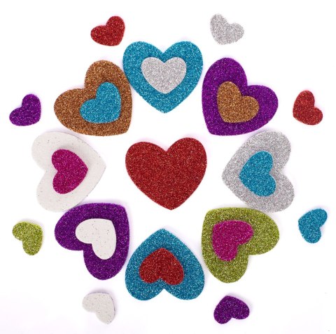 Naklejki dekoracyjne - brokatowe serca ASTRA, 335117009