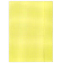 Teczka z gumką,A4, 400gsm,3skrzydła, DONAU żółta w kratkę FEP11 (X)