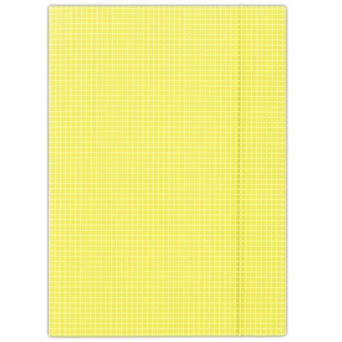 Teczka z gumką,A4, 400gsm,3skrzydła, DONAU żółta w kratkę FEP11 (X)