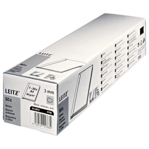 Grzbiety wsuwane LEITZ A4/3mm przezroczysty do 30 kartek 50szt 21770 Grzbiety wsuwane LEITZ A4/3mm przezroczysty do 30 kartek 50szt 21770