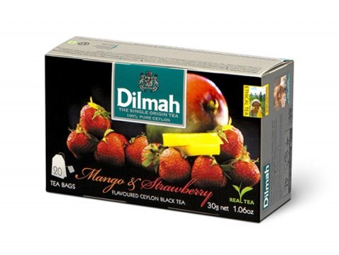 Herbata DILMAH MANGO z TRUSKAWKĄ (20 saszetek) czarna