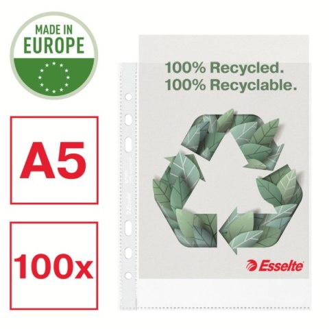 Koszulka groszkowa Recycled Premium PP 70 mic. A5, w kartonie, 100 szt. Esselte 627495 Koszulka groszkowa Recycled Premium PP 70 mic. A5, w kartonie, 100 szt. Esselte 627495