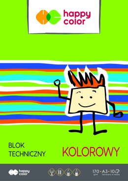 Blok techniczny kolorowy A3, 170g, 10 ark, Happy Color HA 3550 3040-09