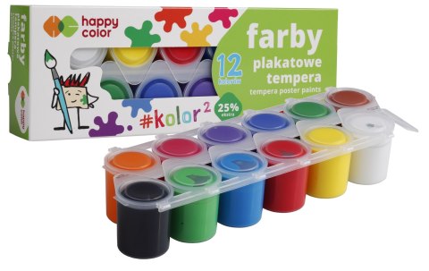 Farba plakatowa tempera, 12 kol x 25ml, Happy color HA 3310 0025-K12