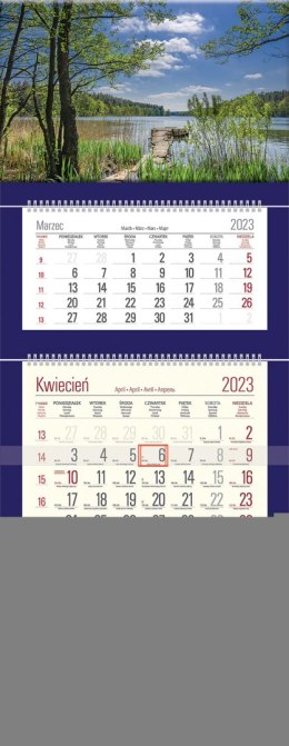 Kalendarz Trójdzielny z główką (T08) ZATOKA - granat 2024 TELEGRAPH
