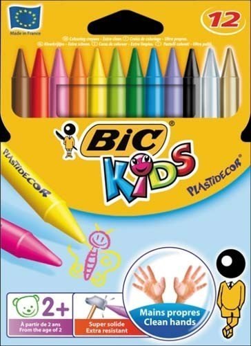 Kredki świecowe BIC Kids Plastidecor 12 kolorów, 945764 Kredki świecowe BIC Kids Plastidecor 12 kolorów, 945764