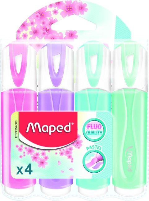 Zakreślacz FLUO PEPS pastel mix kolorów 4 szt etui pud.z zaw.742546 MAPED