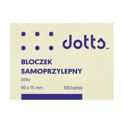 Bloczek samoprzylepny DOTTS 50x75 żółty 100 kartek (NS50/75/D)