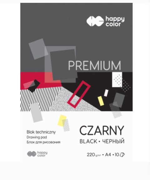 Blok techniczny PREMIUM czarny A4, 220g, 10 ark, Happy Color HA 3722 2030-9 Blok techniczny PREMIUM czarny A4, 220g, 10 ark, Happy Color HA 3722 2030-9