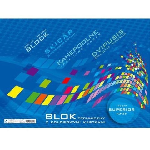 Blok techniczny kolorowy A4 10k KRESKA 12