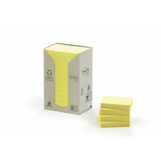 Bloczek samoprzylepny ekologiczny POST-IT (653-1T), 38x51mm, 24x100 kart., żółty