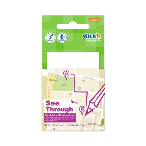 Przezroczysty notes samoprzylepny 51 x 76 mm, 50 karteczek (18) 21708