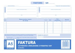 198-3E Faktura czynności zwolnione z podatku A5 (o+1k) MICHALCZYK&PROKOP