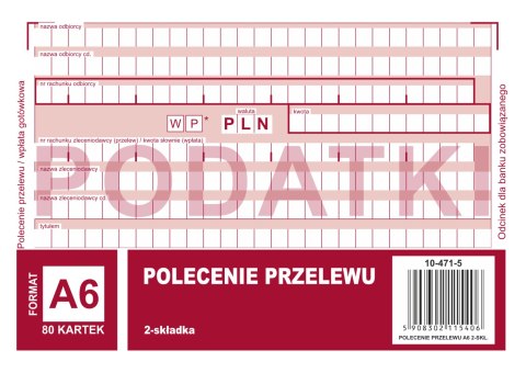 471-5 Podatki Polecenie Przelewu MICHALCZYK&PROKOP A6 80 kartek