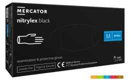 Rękawice nitrylowe bezpudrowe diagnostyczne MERCATOR, nitrylex black, (100 szt.), rozmiar XS, czarne