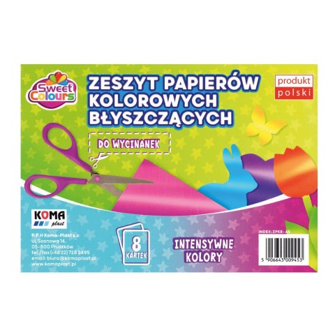 Zeszyt błyszczących papierów kolorowych A5 8 kartek Sweet Colours 09453 KOMA-PLAST