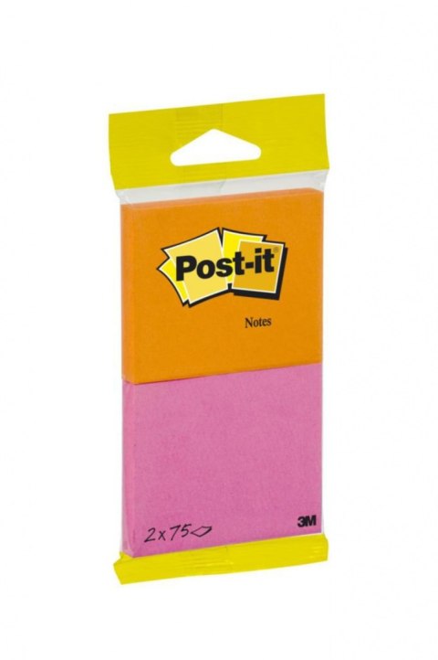 Bloczek samoprzylepny POST-IT_ (6720-PO),76x63,5mm, 2x75 kart., zawieszka, pomarańczowo-różowy