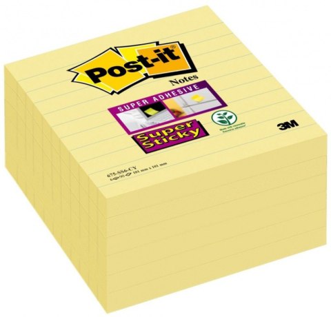 Bloczek samoprzylepny POST-IT_ Super Sticky XL, w linie (675-SS6-Y), 101x101mm, 6x90 kart., żółty, 3M-70005271963