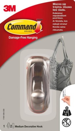 Hak COMMAND_ (17061BN), metalowy, średni, srebrny