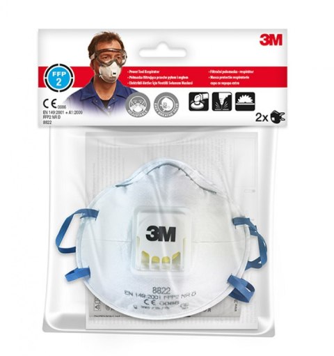 Półmaska ochronna z zaworkiem 3M Cool Flow FFP2 (8822), przeciw pyłom i mgłom
