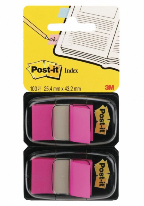 Zakładki indeksujące POST-IT_ (680-BP2EU), PP, 25,4x43,2mm, 2x50 kart., jaskraworóżowe