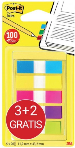 Zakładki indeksujące POST-IT_ (683-5CBP), 11,9mmx43,1mm, 3x20+2x20, mix kolorów