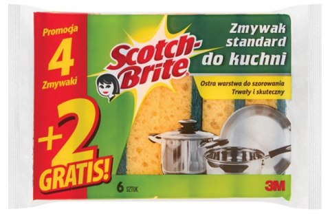 Gąbka _ zmywania SCOTCH BRITE, uniwersalna, do trudnych zabrudzeń, 4+2sz