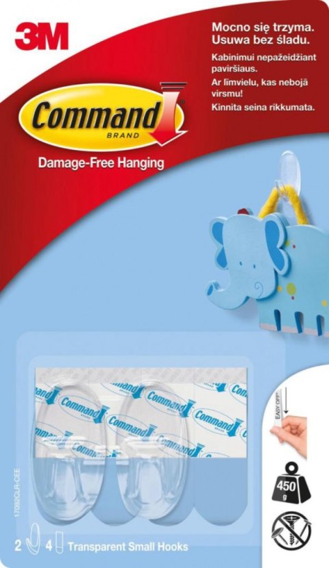 Haki wielokrotnego użytku COMMAND_ (17092CLR PL), małe, 2 szt., transparentne