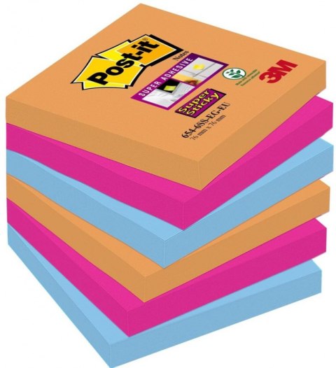 Nowy indeks blk2680 Bloczek samoprzylepny POST-IT_ Super Sticky (654-6SS-EG), 76x76mm, 6x90 kart., bangkok, 3M-70007011870