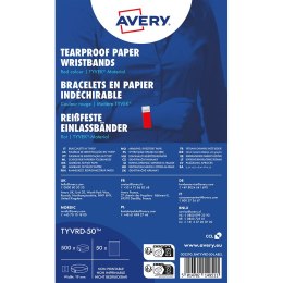 Opaski na rękę TYVEK _, 256 x 19 mm, czerwone neonowe identyfikatory, Avery TYVRD-50