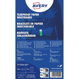 Opaski na rękę TYVEK _, 256 x 19 mm, zielone neonowe identyfikatory, Avery TYVGN-50